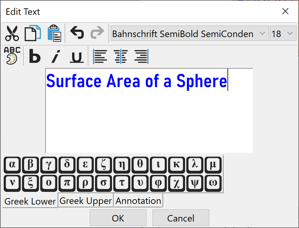 Edit Text dialog